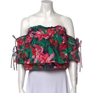 MARISSA WEBB Floral Print Strapless Crop Top